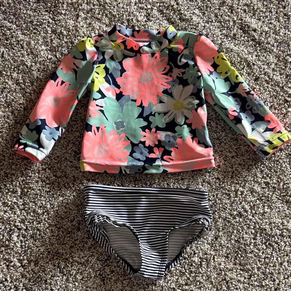 Carter's Floral and Striped Rashguard Set
